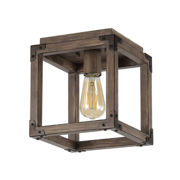 Magnolia 8" Iron Rustic Farmhouse LED Flush Mount - JONATHAN Y
